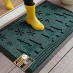 GORILLA GRIP 100% Waterproof All-Season WeatherMAX Doormat, US Designed Natural Rubber, Stain and Fade Resistant, Low Profile Indoor Outdoor Door Mats, Easy Clean Patio Mat, 29x17, Green Snowscape