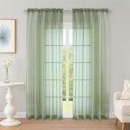 OWENIE Sheer Curtains 84 Inches Long 2 Panels Set, Sage Green Sheer Curtain for Living Room Bedroom, Modern Filmy Rod Pocket Curtains Drapes, 2 Pcs, Each 59 W x 84L, Sage Green