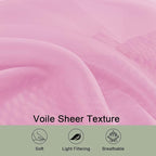 OWENIE Sheer Pink Curtains, Sheer Curtains 63 inch Length 2 Panels Set, Rod Pocket Voile Fimly Sheer Drapes for Living Room Bedroom, 2pcs, Pink, Each 59" W x 63" L