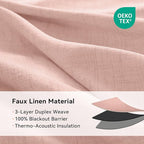 100% Blackout Shield Linen Blackout Curtains for Bedroom, Blush Pink Grommet Curtains for Living Room, Thermal Insulated Room Darkening Drapes for Nursery, Boho Home Decor, 50" W x 96" L, 2 Panels
