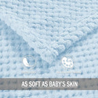 Exclusivo Mezcla Fleece Throw Blanket Extra Large, Super Soft and Warm Blankets for Couch, Sofa and Bed Waffle Textured, Cozy, Fuzzy and Lightweight (Light Blue, 50x70 Inches)
