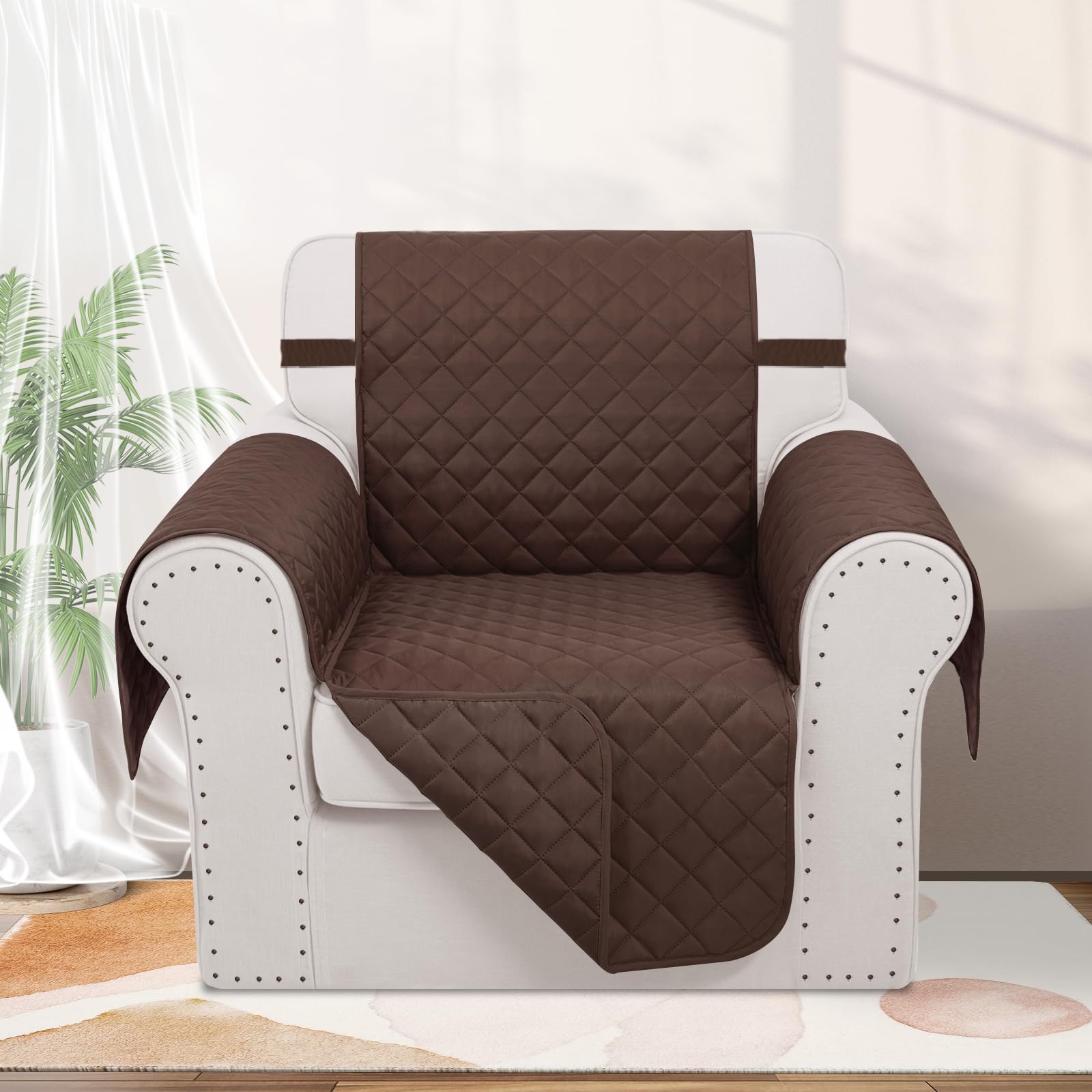 Luxshare Home Reversible Recliner Chair Covers, 23" Chair, Chocolate