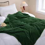 Linecooo Green Fleece Throw Blanket 90”×90” for Couch Sofa Livingroom