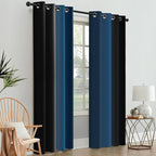 SimpleHome Ombre Room Darkening Curtains 84 inches Length for Bedroom,Grommet Gradient Light Blocking Blue and Black Gradient Window Curtains for Living Room,2 Panels, 52x84 inches