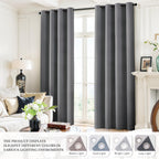 Yakamok Grey 100% Blackout Curtains 38x84 inch Long Gray Drapes-Bedroom