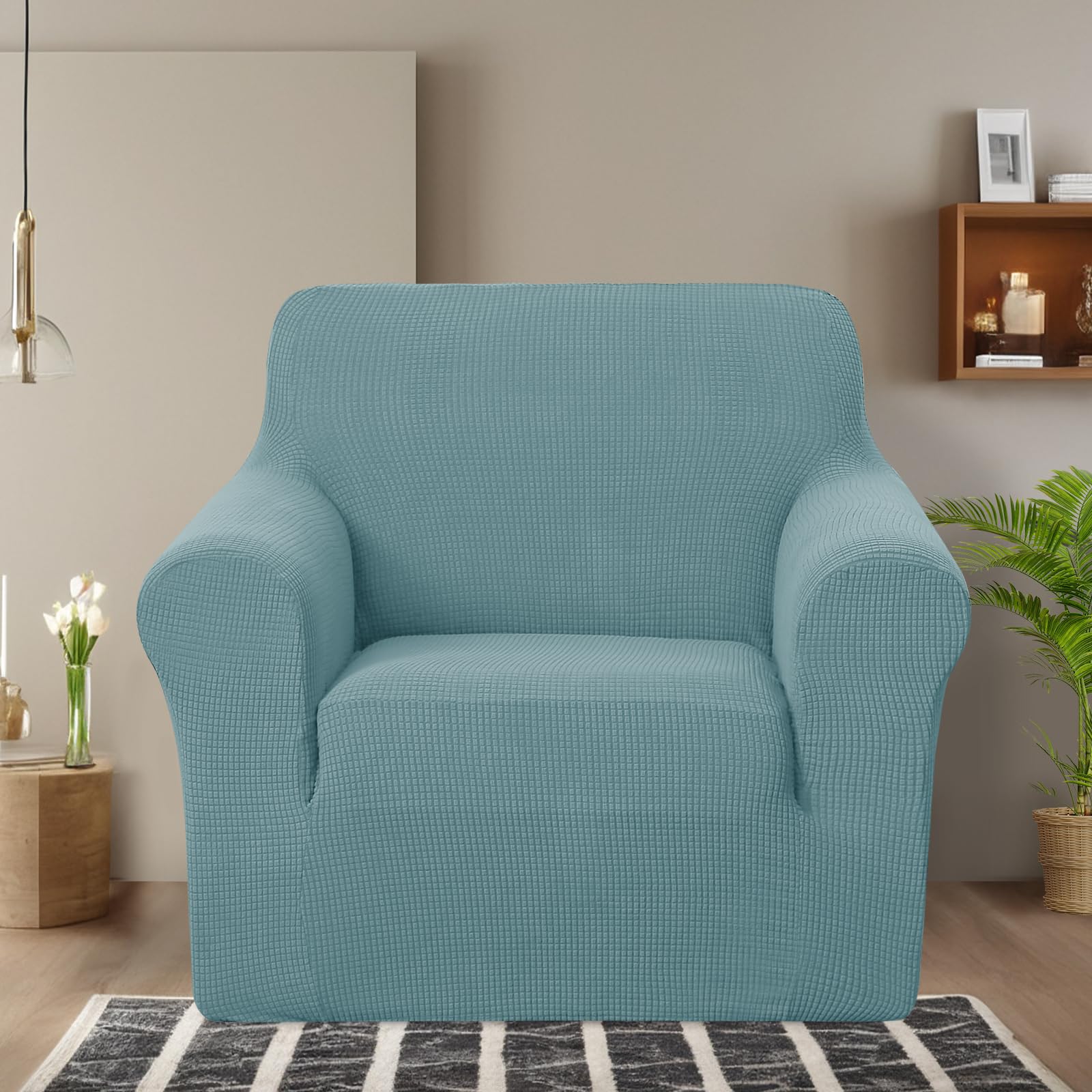 U-NICE HOME Stretch Recliner Chair Cover Armchair Slipcover, Light Blue