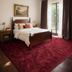 Area Rugs for Living Room, 4x6 Feet Soft Fluffy Shagg Plush Rug High Pile Large Indoor Modern Non-Slip Floor Carpet for Bedroom Nursery Girls Kids Home Room Dorm Decor Aesthetic Burgundy