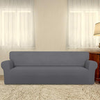 PureFit Super Stretch 4 Seater Sofa Slipcover – Spandex Non Slip Soft Couch Sofa Cover, Washable Furniture Protector with Non Skid Foam and Elastic Bottom for Kids, Pets （XX Large, Gray）
