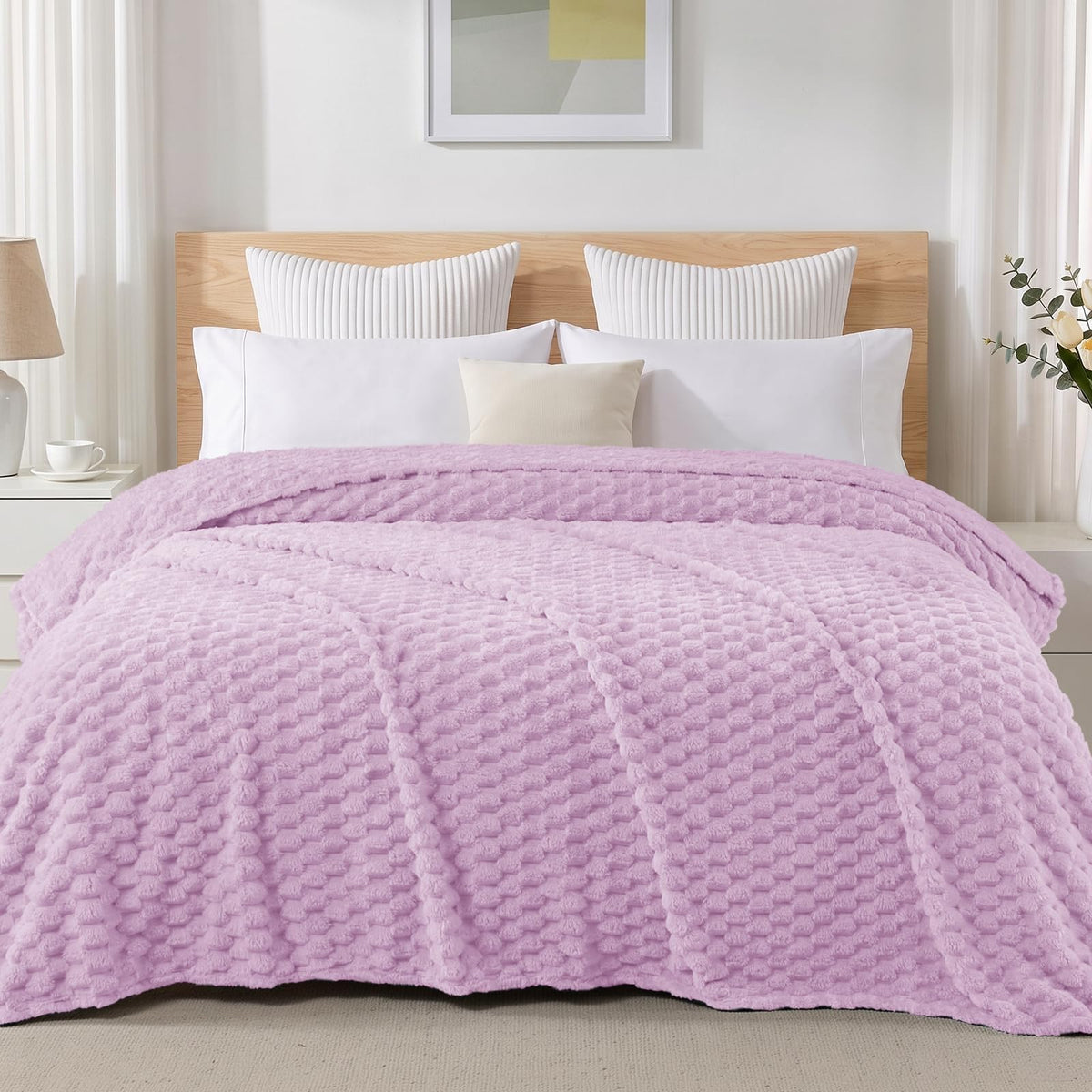 Exclusivo Mezcla 3D Fleece King Size Blanket for Bed, Burnt Orange