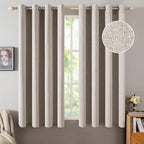 MIULEE Blackout Curtains for Bedroom Linen Texture Solid Thermal Insulated Natural Khaki Grommet Room Darkening Curtains & Drapes Luxury Decor for Living Room Nursery 52x63 Inch (2 Panels)