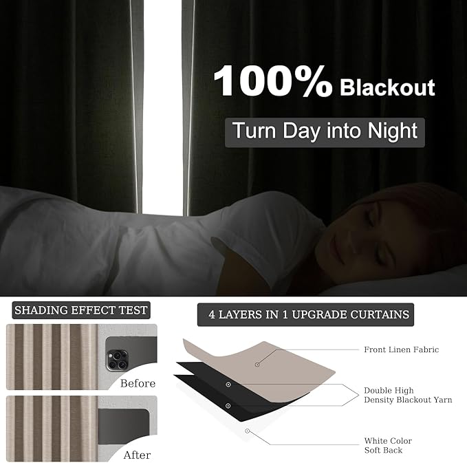 Topfinel 100 Inch Long Blackout Country Curtains for Bedroom 2 Panels Set, Large Window Custom Closet Sun Blocking Ceiling Aesthetic Rod Pocket Opaque Drapes with Rings for Sliding Glass Doors 2pcs