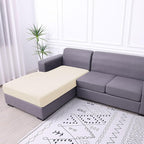 hyha Waterproof Couch Cushion Covers, Sectional Sofa Cushion Slipcovers L Shape, Thick Stretch Jacquard Fabric, Washable Chaise Lounge Cover with Elastic Bottom (1 Piece for Chaise, Light Beige)