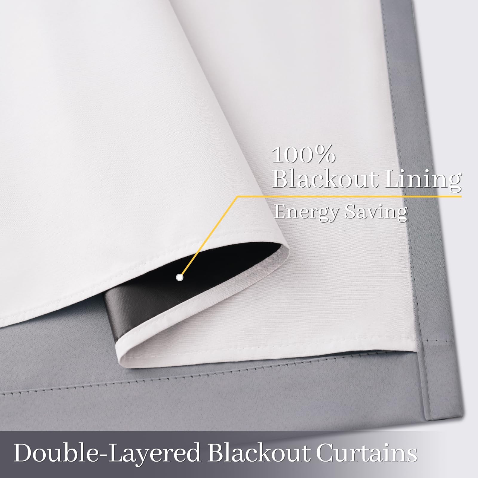 Yakamok 100% Blackout Curtains W100xL84 inch Black Sliding Door Drapes