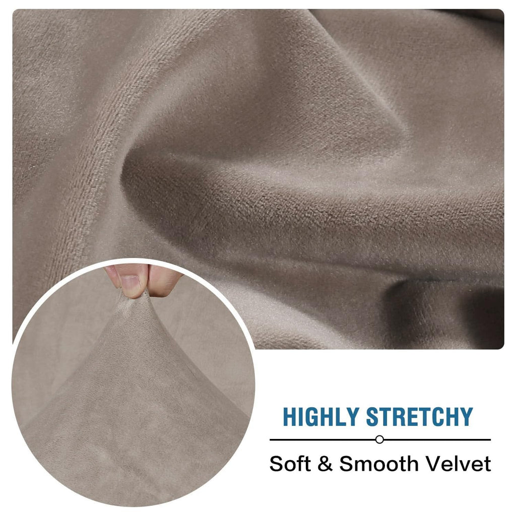 H.VERSAILTEX Velvet Stretch Couch Cushion Cover Plush Cushion Slipcover for Chair Loveseat Sofa Cushion Furniture Protector Seat Cushion Sofa Cover (3 Piece Sofa Cushion Covers, Taupe)
