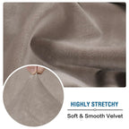 H.VERSAILTEX Velvet Stretch Couch Cushion Cover Plush Cushion Slipcover for Chair Loveseat Sofa Cushion Furniture Protector Seat Cushion Sofa Cover (3 Piece Sofa Cushion Covers, Taupe)