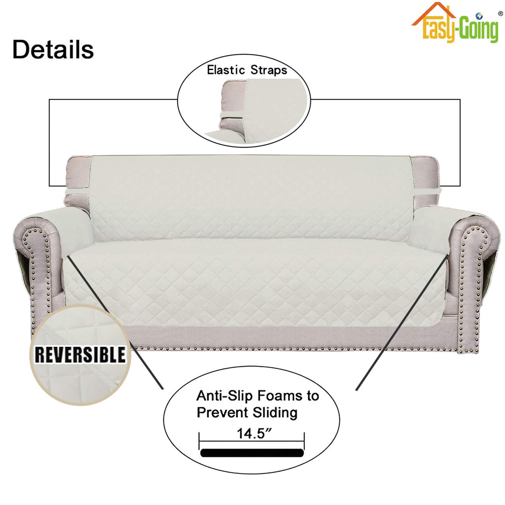 Easy-Going Reversible Couch Cover, 2 Cushion Sofa, Ivory/Ivory