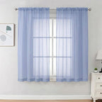 OVZME Sheer Curtains 63 inch Length 2 Panels Set for Bedroom Living Room, Soft Airy Elegant Light Filtering Sheer Curtains, Dual Rod Pocket Window Drapes, Each 42W x 63L Inches, Demin Blue