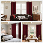 Joydeco Blackout Curtains for Bedroom 90 Inch Drapes 2 Panels Burgundy