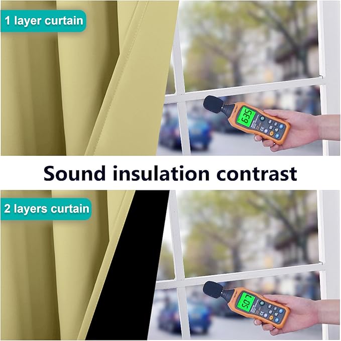 NICETOWN Paler Yellow Full Shade Curtain Panels, 37" Wide x 70" Long, Pair of Thermal Insulated & Energy Efficiency Blackout Curtains for Living Room Windows, Lined Silky Performance Window Dressing