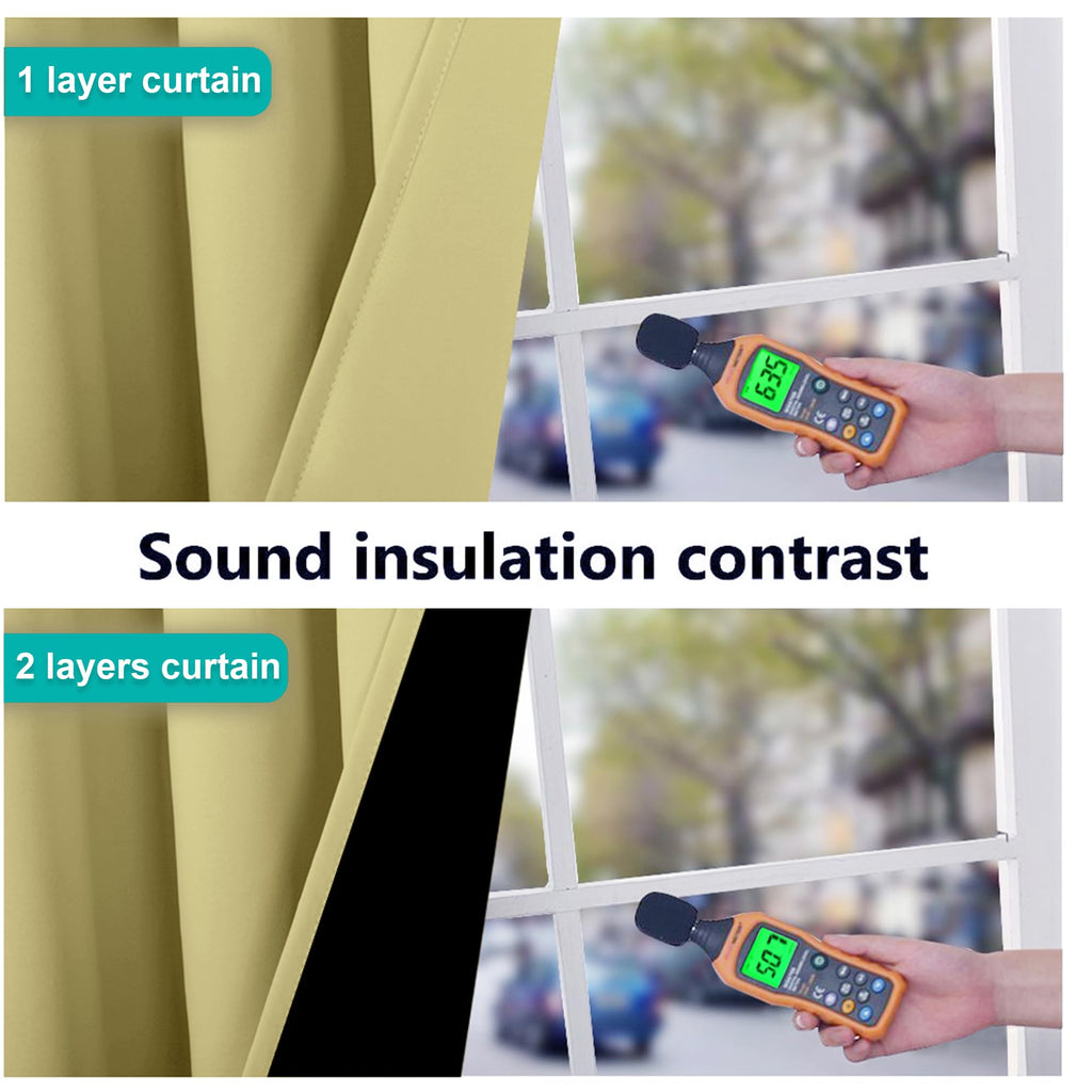 NICETOWN Total Shade Curtains and Draperies, Heavy-Duty Full Light Shading Drapes with Black Liner Backing for Villa/Hall/Dorm Window（Paler Yellow, Package of 2 Panels, 55 inches Wide x 96 inches Long