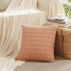 Fancy Homi 4 Packs Peach Decorative Throw Pillow Covers 22x22 Inch for Living Room Couch Bed, Rustic Modern Farmhouse Boho Home Decor, Soft Plush Corduroy Cute Square Accent Cushion Case 55x55 cm