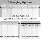 Chyhomenyc Sheer White Tier Curtains 24 Inch Length Set, Small Window Curtains Treatment for Bathroom/Living Room/Cafe/Basement, Short Voile Curtain Tiers 42in x 24in, Rod Pocket, 2 PCS