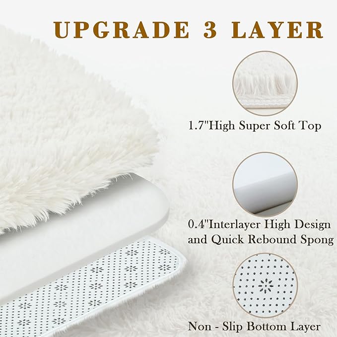 Area Rugs 9x12 Living Room, Cream Large Shaggy Carpet Soft Plush Furry Rug