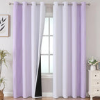Estelar Textiler Lilac and Greyish White Blackout Curtains 96 Inches Long, Full Room Darkening Grommet Curtains for Bedroom, Thermal Insulated Ombre Blackout Drapes for Living Room, 52Wx96L, 2 Panels