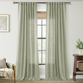 Linen Blend Sage Green Curtains 96 inch Length 2 Panels for Bedroom Back Tab Light Filtering Semi Sheer Drapes Linen Cotton Textured Light Green Airy Modern Farmhouse Living Room Sage Aesthetic Decor