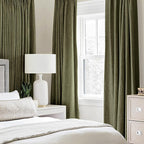 MIULEE 100% Blackout Linen Curtains for Bedroom 52x96 Light Olive Green