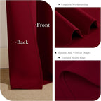 PONY DANCE Blackout Curtain Panels - Red Drapes Christmas Home Decoration Modern Elegant Back Tab Rod Pocket Curtains Room Darkening Energy Saving for Bedroom, 42 x 45 inch, Red, One Pair