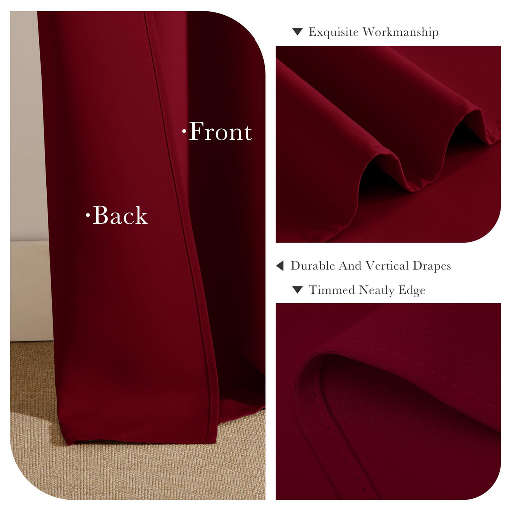 PONY DANCE Blackout Curtains for Bedroom - Decoration Xmas Festival Window Treatments Light Block Thermal Curtain Drapes Set Energy Saving, Wide 52 by Long 54 inch, Red, 2 Panels