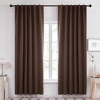 Deconovo Blackout Curtains, Thermal Insulated, W52 x L84 2 Panels, Back Tab, Machine Washable, Room-Darkening Drapes for Bedroom/Living Room Chocolate