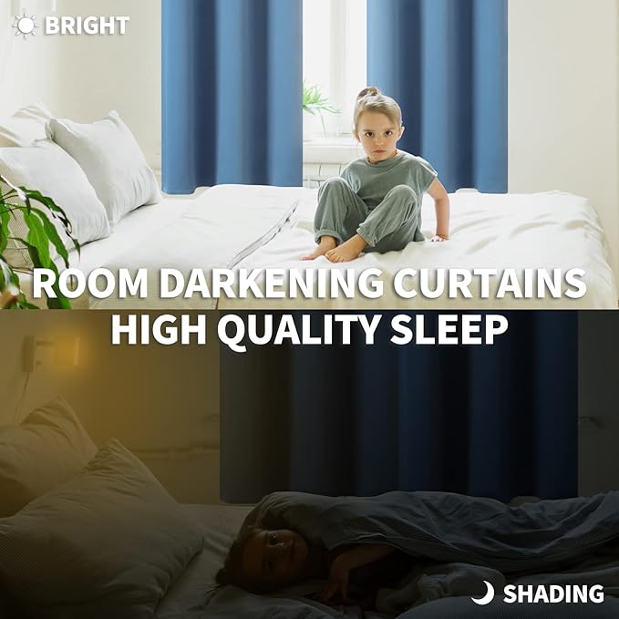 BGment Blackout Curtains for Bedroom - Grommet Thermal Insulated Room Darkening Curtains for Living Room, Set of 2 Panels (38 x 54 Inch, Faded Denim)