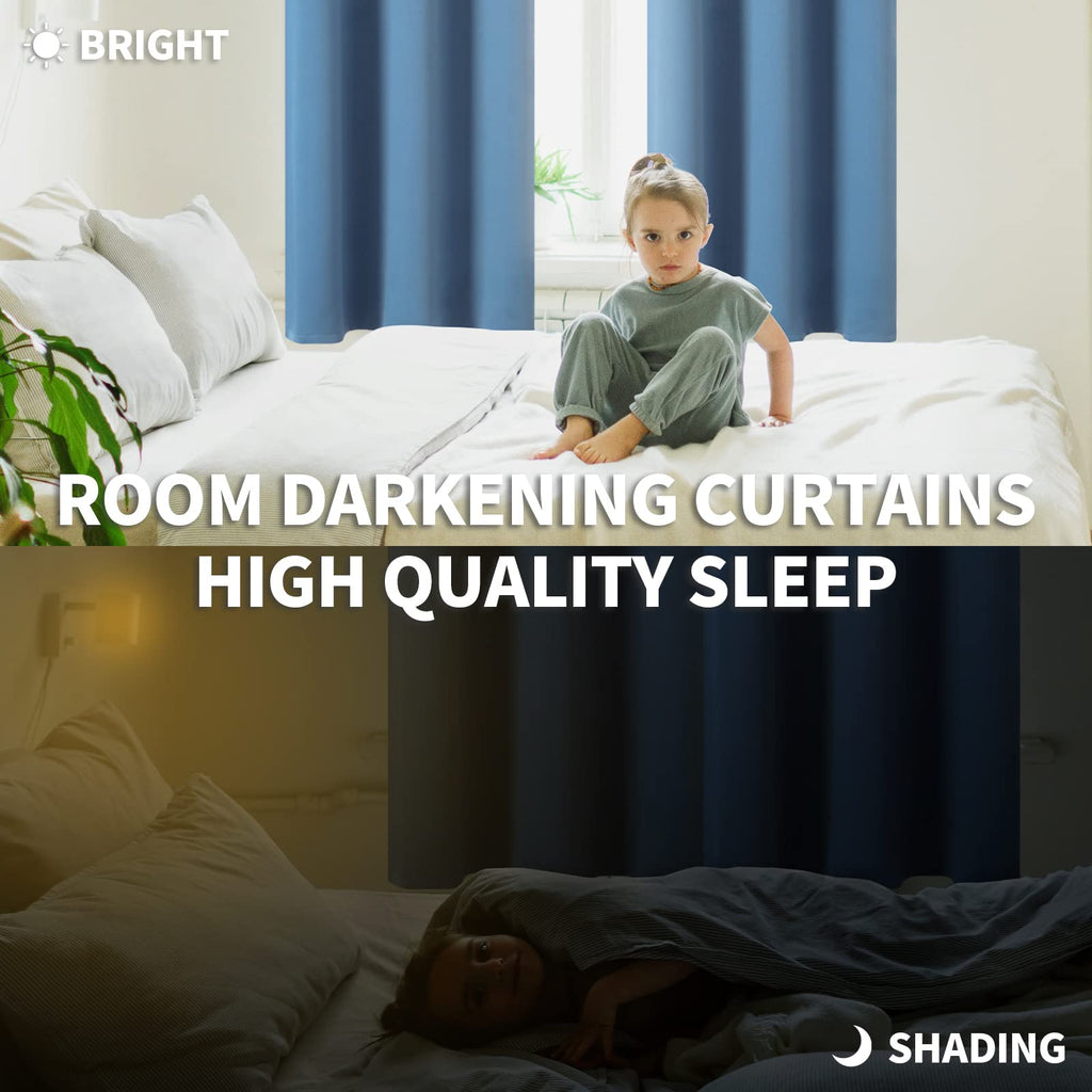 BGment Denim Blue Blackout Curtains for Bedroom 54 Inch Long - 2 Panels