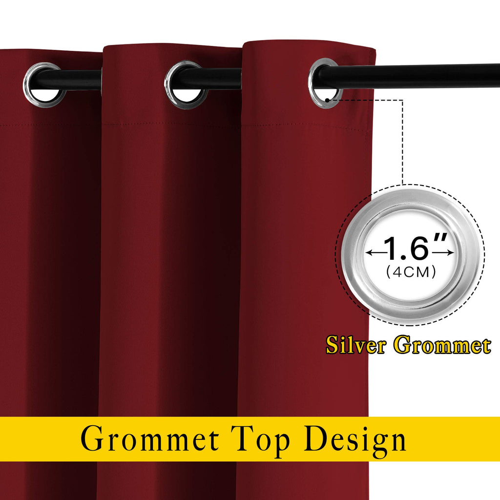 NICETOWN Extra Long Blackout Drapes - (52 inches by 108 inches, Burgundy Red, Set of 2) Window Treatment Light Blocking Privacy Curtain Panels for Window Decoration