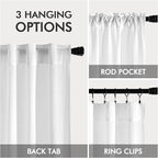 MIULEE White Linen Curtains 86 Inch Long 2 Panels for Bedroom Living Room