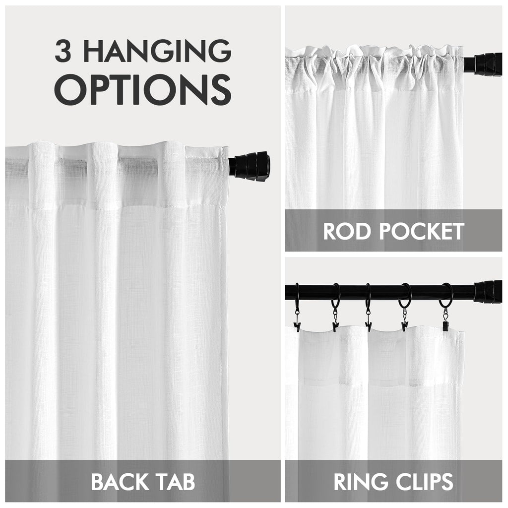 MIULEE White Linen Curtains 2 Panels Window Drapes 37x90 Inches