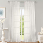 OWENIE Ivory Sheer Curtains 120 Inches Long 2 Panels Set, Airy Lightweight Sheer Ivory Curtain for Living Room Bedroom, Farmhouse Voile Filmy Rod Pocket Curtains Drapes, 2 Pcs, Each 59" Wx120 L Inch