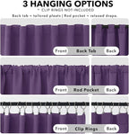 Deconovo Blackout Curtains, Thermal Insulated, W42 x L72 2 Panels, Back Tab, Machine Washable, Room-Darkening Drapes for Bedroom/Living Room Purple Grape