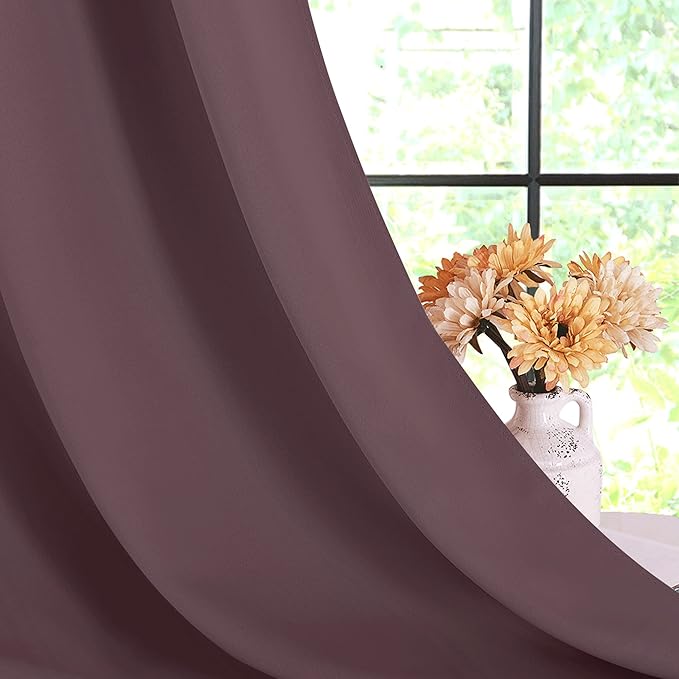 NICETOWN Dry Rose Blackout Shack Curtains Noise Reducing, Thermal Insulated and Privacy Room Darkening Drape Panels for Boy's Guest Room Door Small Short Window (2 Panels, W34 x L48 -Inch)