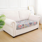hyha Printed Couch Cushion Covers, Floral Sofa Covers Washable for 2 Cushion Couch, Stretch Pattern Outdoor Cushion Covers for Patio Furniture with Elastic Bottom(Medium, Patchwork Moroccan)