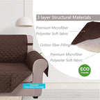 U-NICE HOME 4 Seater Sofa Cover 91 Inch Large Couch Covers for 4 Cushion Couch with Elastic Straps Water Resistant Furniture Protector Cover for Pets Cat (Sofa XX-Large, Chocolate/Chocolate)
