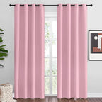 NICETOWN Crystal Pink Blackout Curtains Grommet - Home Decorations Thermal Insulated Solid Grommet Top Blackout Living Room Panels/Drapes for Gift (1 Pair, 55 x 86 inches)