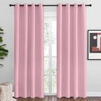 NICETOWN Crystal Pink Blackout Curtains Grommet - Home Decorations Thermal Insulated Solid Grommet Top Blackout Living Room Panels/Drapes for Gift (1 Pair, 55 x 86 inches)