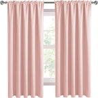 DWCN Blackout Curtains for Living Room Thermal Insulated, Energy Saving & Noise Reducing Bedroom Curtains, Blush Pink, W 70x L 72 Inch, Set of 2 Rod Pocket Curtain Panels