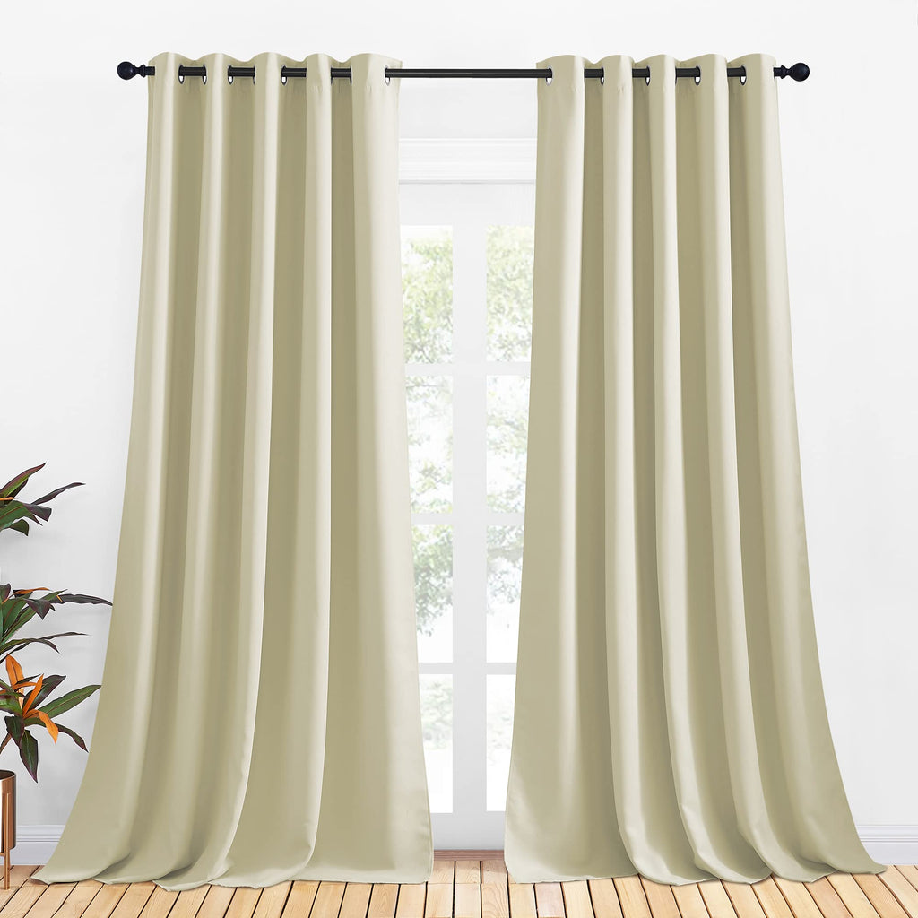 NICETOWN Room Darkening Curtain Panels for Cafe, Thermal Insulated Grommet Room Darkening Draperies/Drapes for Window (Beige, 2 Panels, W70 x L95 -inch)
