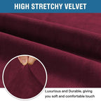 H.VERSAILTEX Stretch Velvet Sofa Covers for 3 Cushion Couch Covers Furniture Protector Soft with Non Slip Elastic Bottom, Crafted from Thick Comfy Rich Velour (Large Sofa 90"-97", Burgundy)
