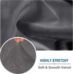 H.VERSAILTEX Velvet Stretch Sectional Sofa Covers - 4 Piece Seat Cushions for L Shape Sectional Couch (Large 3 Seater + 1 Chaise, Grey)