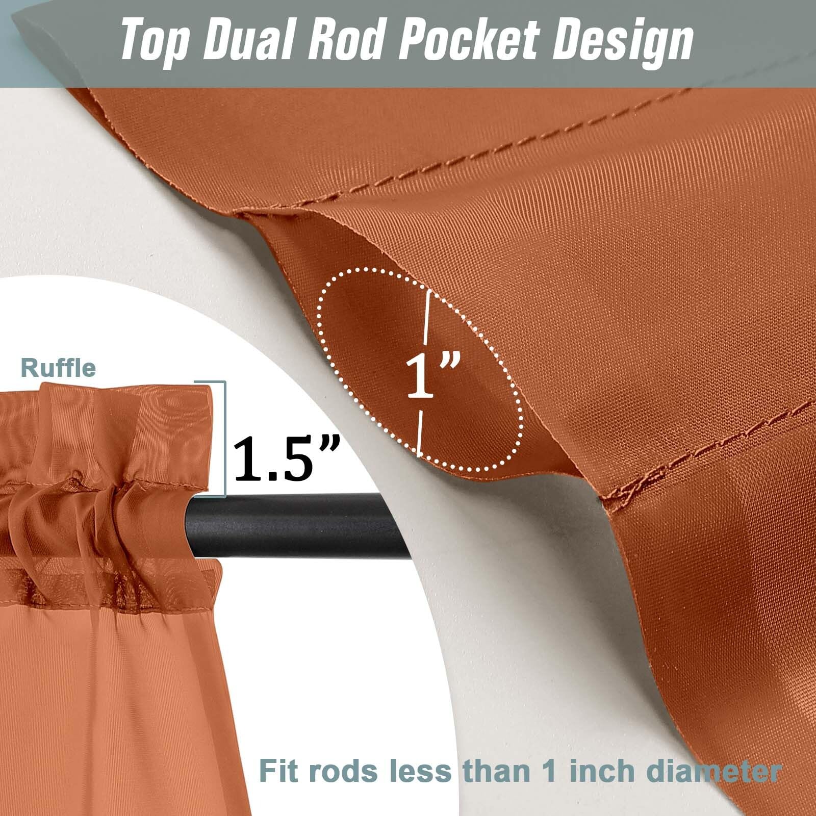 Ebesto Orange Sheer Curtains for Window 96 Inches Long 2 Panels Set, Soft Airy Light Filtering Voile Sheer Curtains for Living Room Bedroom, Dual Rod Pocket Elegant Window Drapes, 2x42Wx96L Inches
